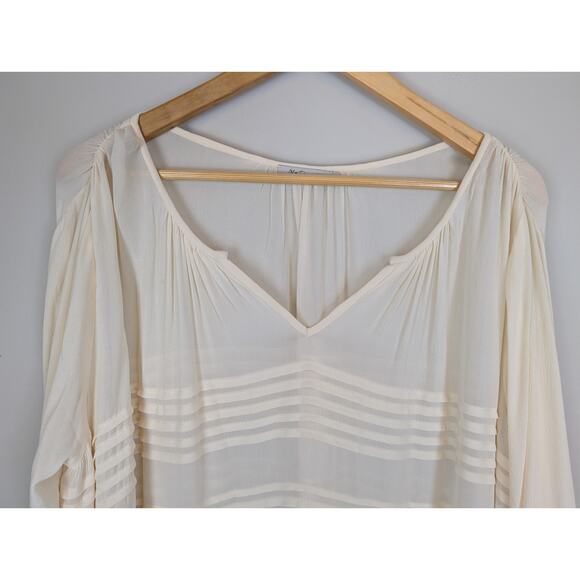 Mes Demoiselles Paris Silk Sheer Stripe Paneled Nightgown Douceur Ivory 42 - Picture 2 of 12